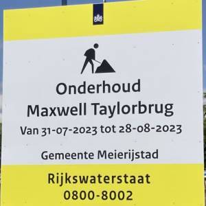 Onderhoud Maxwell Taylorbrug start op 31 juli
