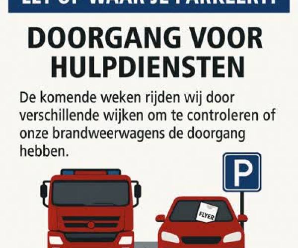 Brandweer controleert op een goede doorgang